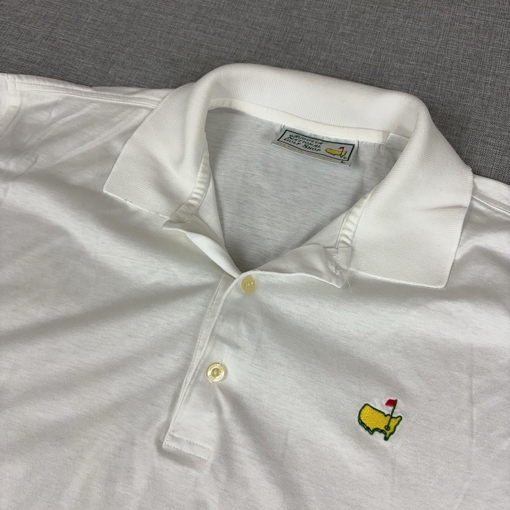 Vintage Augusta National Golf Shop Polo Shirt Mens L White Mercerized 80s